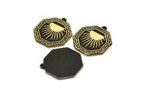 Brass Octagon Charm, Raw Brass Octagon Charm With 1 Loop, Sun Findings, Brass Sun Rising, Brass Sunshine Findings (28x25x1.5mm) N2169