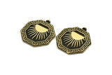 Brass Octagon Charm, Raw Brass Octagon Charm With 1 Loop, Sun Findings, Brass Sun Rising, Brass Sunshine Findings (28x25x1.5mm) N2169