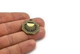 Brass Octagon Charm, Raw Brass Octagon Charm With 1 Loop, Sun Findings, Brass Sun Rising, Brass Sunshine Findings (28x25x1.5mm) N2169