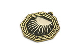 Brass Octagon Charm, Raw Brass Octagon Charm With 1 Loop, White Brass Sun Rising, White Brass Sunshine Findings (28x25x1.5mm) N2168