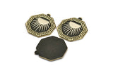 Brass Octagon Charm, Raw Brass Octagon Charm With 1 Loop, White Brass Sun Rising, White Brass Sunshine Findings (28x25x1.5mm) N2168