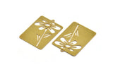 Brass Flower Charm, 2 Raw Brass Flower Shaped Charms With 1 Loop, Findings (39x28x0.60mm) A5089