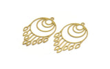 Brass Crescent Charm, 8 Raw Brass Drops And Crescent Moon Patterned Charms With 1 Loop, Findings (46x28x0.60mm) A5045