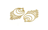 Brass Crescent Charm, 8 Raw Brass Drops And Crescent Moon Patterned Charms With 1 Loop, Findings (46x28x0.60mm) A5045