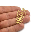 Brass Moon Charm, 8 Raw Brass Crescent Moon Charms With 1 Loop (53x20x0.60mm) A5112