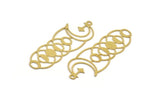 Brass Moon Charm, 8 Raw Brass Crescent Moon Charms With 1 Loop (53x20x0.60mm) A5112