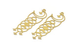 Brass Moon Charm, 6 Raw Brass Crescent Moon Charms With 1 Loop (60x20x0.60mm) A5109