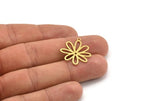 Brass Flower Charm, 12 Raw Brass Flower Shaped Charms With 1 Loop, Findings (24x22x0.60mm) A5119