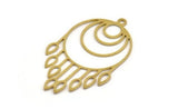 Brass Crescent Charm, 8 Raw Brass Drops And Crescent Moon Patterned Charms With 1 Loop, Findings (46x28x0.60mm) A5045