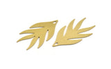 Brass Leaf Charm, 6 Raw Brass Leaf Charms With 1 Hole, Charm Pendants (38x21x0.60mm) A5064