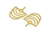 Brass D Shaped Charm, 6 Raw Brass D Shaped Charms With 1 Loop, Earrings, Findings (37x30x0.60mm) A5092