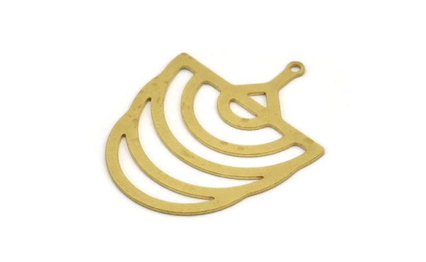 Brass D Shaped Charm, 6 Raw Brass D Shaped Charms With 1 Loop, Earrings, Findings (37x30x0.60mm) A5092
