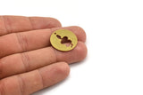 Brass Round Charm, 6 Raw Brass Snake Patterned Round Shaped Charms With 1 Hole (23x0.80mm) A5025