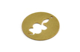 Brass Round Charm, 6 Raw Brass Snake Patterned Round Shaped Charms With 1 Hole (23x0.80mm) A5025