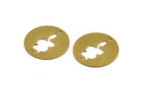 Brass Round Charm, 6 Raw Brass Snake Patterned Round Shaped Charms With 1 Hole (23x0.80mm) A5025