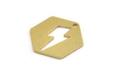 Brass Lightning Charm, 6 Raw Brass Lightning Pattern Hexagon Shaped Charms With 1 Hole, Earring Charms, Findings (23x20x1mm) A5095