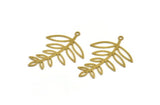 Brass Leaf Charm, 8 Raw Brass Leaf Charms With 1 Loop, Charm Pendants (42x30x0.60mm) A5115