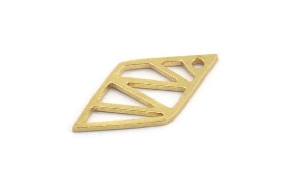 Brass Diamond Charm, 24 Raw Brass Diamond Charms With 1 Hole (21x11x0.80mm) A5103