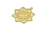 Brass Octagon Charm, 6 Raw Brass Octagon Patterned Charms With 1 Loop, Earrings, Pendants, Findings (32x30x0.60mm) A5085