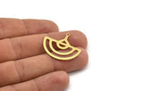 Brass D Shaped Charm, 8 Raw Brass D Shaped Charms With 1 Loop, Earrings, Findings (30x26x0.60mm) A5093