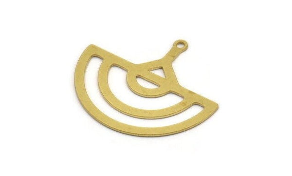 Brass D Shaped Charm, 8 Raw Brass D Shaped Charms With 1 Loop, Earrings, Findings (30x26x0.60mm) A5093