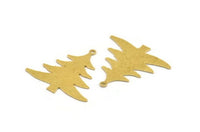 Brass Tree Charm, 6 Raw Brass Tree Charms With 1 Loop, Pendant, Findings (30x31x0.60mm) A5388