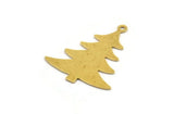 Brass Tree Charm, 8 Raw Brass Tree Charms With 1 Loop, Pendant, Findings (29x24x0.60mm) A5375