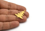 Brass Tree Charm, 8 Raw Brass Tree Charms With 1 Loop, Pendant, Findings (29x24x0.60mm) A5375