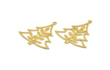 Brass Tree Charm, 6 Raw Brass Tree Charms With 1 Loop, Pendant, Findings (36x34x0.60mm) A5413