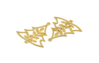 Brass Tree Charm, 6 Raw Brass Tree Charms With 1 Loop, Pendant, Findings (36x34x0.60mm) A5413