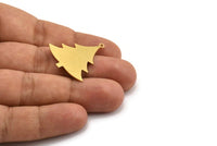 Brass Tree Charm, 6 Raw Brass Tree Charms With 1 Loop, Pendant, Findings (30x28x0.60mm) A5376