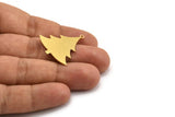 Brass Tree Charm, 6 Raw Brass Tree Charms With 1 Loop, Pendant, Findings (30x28x0.60mm) A5376