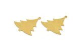 Brass Tree Charm, 6 Raw Brass Tree Charms With 1 Loop, Pendant, Findings (30x28x0.60mm) A5376