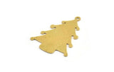 Brass Tree Charm, 6 Raw Brass Tree Charms With 1 Loop, Pendant, Findings (30x22x0.60mm) A5377