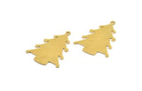 Brass Tree Charm, 6 Raw Brass Tree Charms With 1 Loop, Pendant, Findings (30x22x0.60mm) A5377