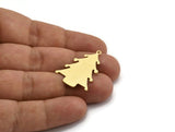 Brass Tree Charm, 6 Raw Brass Tree Charms With 1 Loop, Pendant, Findings (30x22x0.60mm) A5377