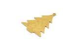 Brass Tree Charm, 6 Raw Brass Tree Charms With 1 Loop, Pendant, Findings (30x23x0.60mm) A5387