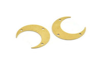 Pirinç Ay Tılsımı, 3 Delikli 8 Ham Pirinç Hilal Ay Tılsımı (24x7x0,60 mm) A5408