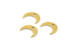 Brass Moon Charm, 50 Raw Brass Crescent Moon Charms With 1 Hole (10x3x0.60mm) A5434