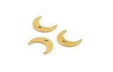Brass Moon Charm, 50 Raw Brass Crescent Moon Charms With 1 Hole (10x3x0.60mm) A5434