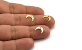 Brass Moon Charm, 50 Raw Brass Crescent Moon Charms With 1 Hole (10x3x0.60mm) A5434