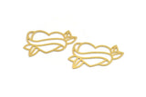 Pirinç Kalp Charm, 8 Ham Pirinç Kalp Şeklinde Bağlantı Parçası, Bağlantı Parçaları (26x39x0,60 mm) A5171
