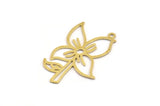 Brass Flower Charm, 12 Raw Brass Flower Shaped Charms With 1 Loop, Charm Pendants (34x26x0.60mm) A5036