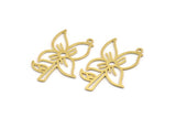 Brass Flower Charm, 12 Raw Brass Flower Shaped Charms With 1 Loop, Charm Pendants (34x26x0.60mm) A5036