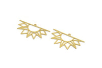 Brass Sun Charm, 8 Raw Brass Rising Sun Shaped Charms With 1 Loop, Charm Pendants (23x41x0.60mm) A5146