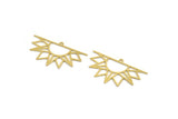 Brass Sun Charm, 8 Raw Brass Rising Sun Shaped Charms With 1 Loop, Charm Pendants (23x41x0.60mm) A5146