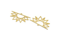 Brass Sun Charm, 8 Raw Brass Rising Sun Shaped Charms With 1 Loop, Charm Pendants (23x41x0.60mm) A5146