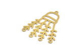 Brass Leaf Charm, 8 Raw Brass Branch Charms With 5 Loops, Charm Pendants, Hat Findings (32x27x0.60mm) A5165