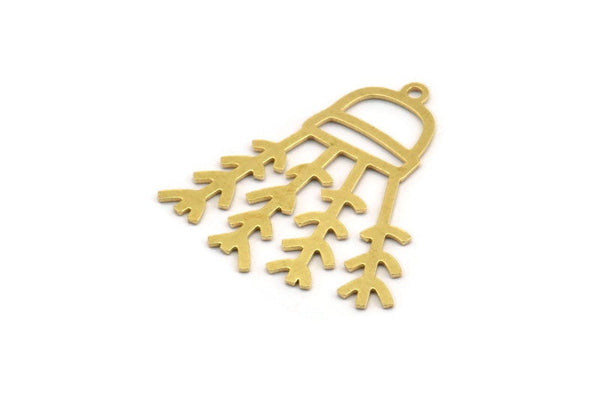 Brass Leaf Charm, 8 Raw Brass Branch Charms With 1 Loop, Charm Pendants, Hat Findings (30x27x0.60mm) A5166