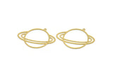 Brass Saturn Charm, 12 Raw Brass Saturn Shaped Charms With 1 Loop, Pendants, Planet Findings (29x37x0.60mm) A5147